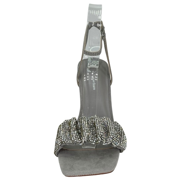 Journee Collection Arlette Grey Microfiber Rhinestone Womens Heels Size 9.5M - Picture 5 of 13